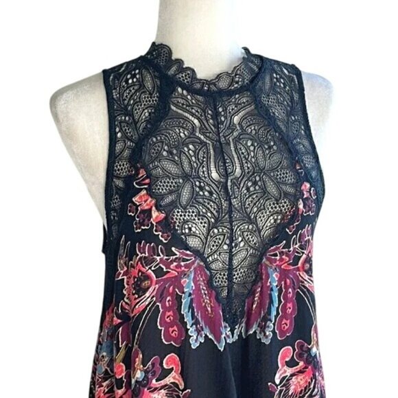 Free People Marsha Black Lace Floral Slip Mini Dress - Picture 4 of 9